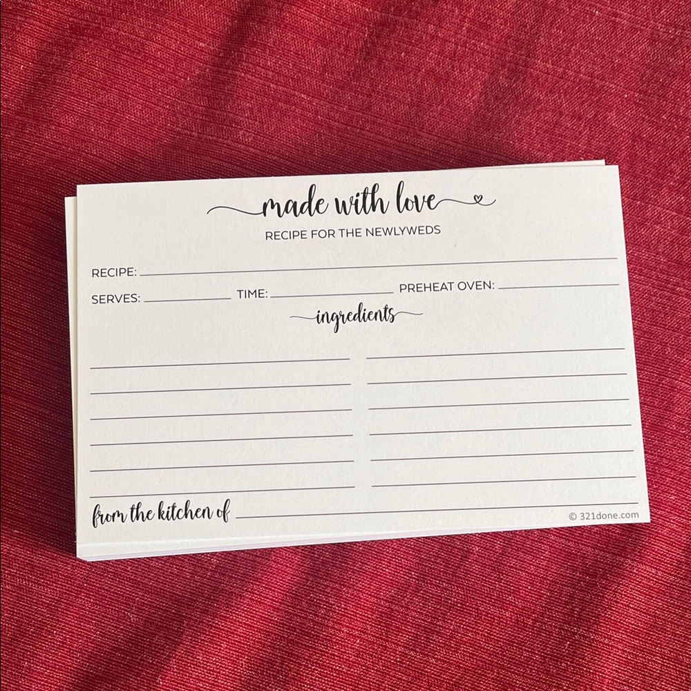 Recipe Cards for Newlyweds